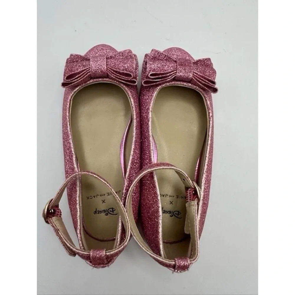 Janie And Jack Disney Princess Aurora Pink‎ Glitter Ballet Flats Kids Shoes 8T